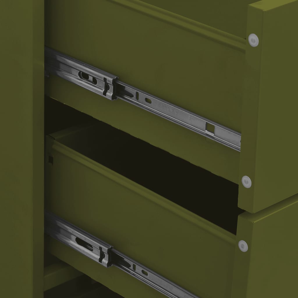 Cassettiera Verde Oliva 80x35x101,5 cm in Acciaio - homemem39