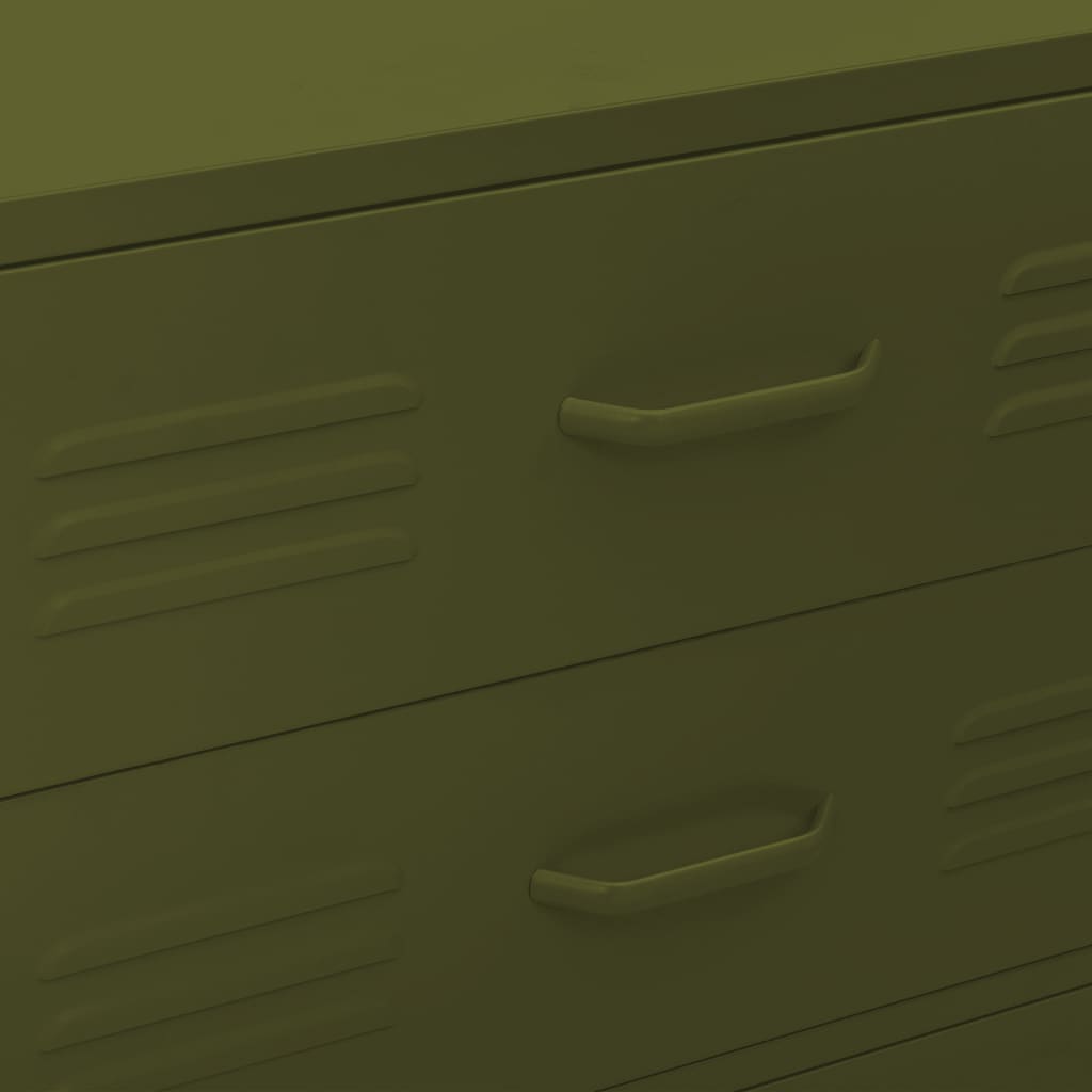 Cassettiera Verde Oliva 80x35x101,5 cm in Acciaio - homemem39