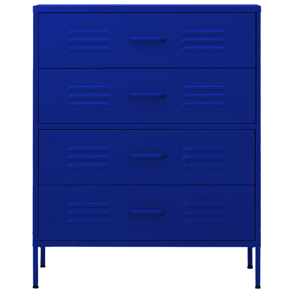Cassettiera Blu Marino 80x35x101,5 cm in Acciaio - homemem39
