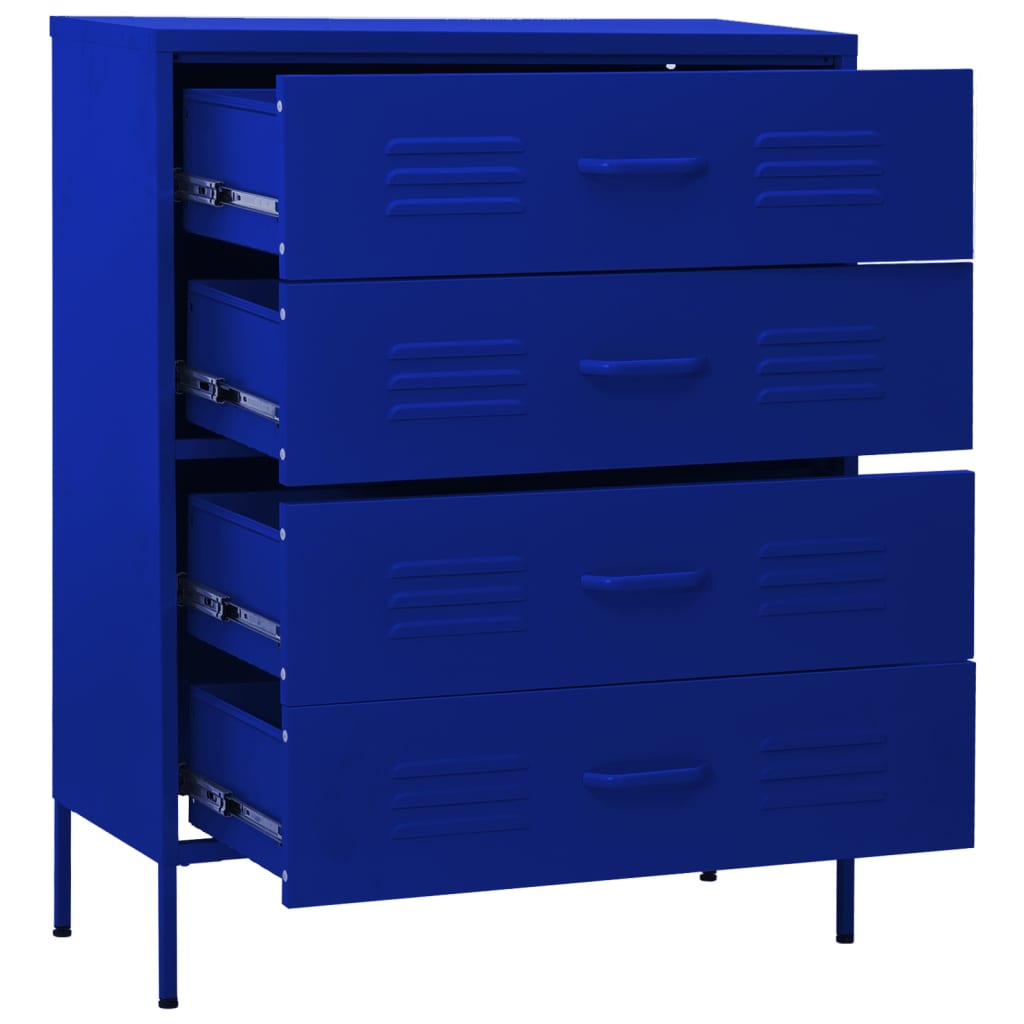Cassettiera Blu Marino 80x35x101,5 cm in Acciaio - homemem39