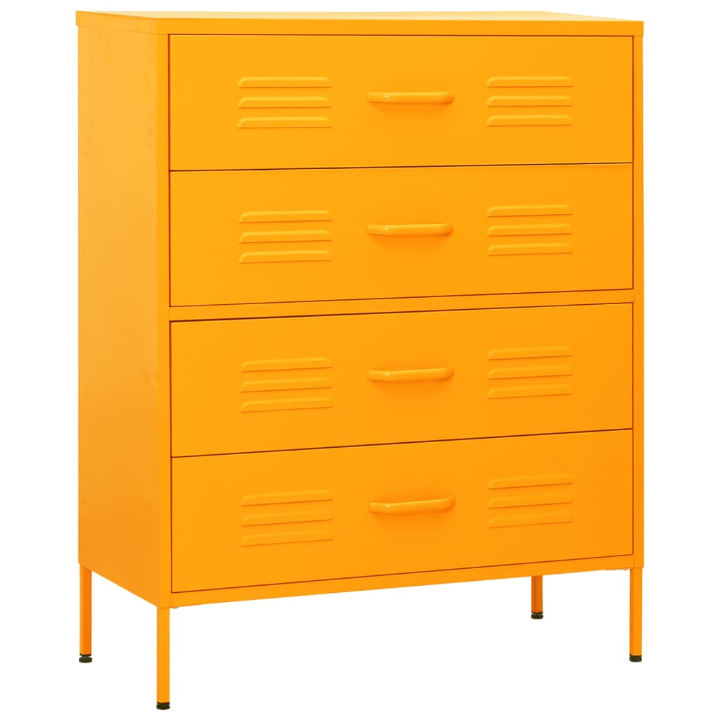 Cassettiera Giallo Senape 80x35x101,5 cm in Acciaio - homemem39