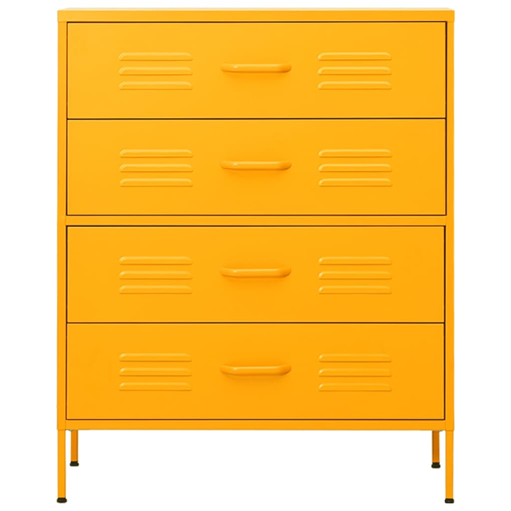 Cassettiera Giallo Senape 80x35x101,5 cm in Acciaio - homemem39