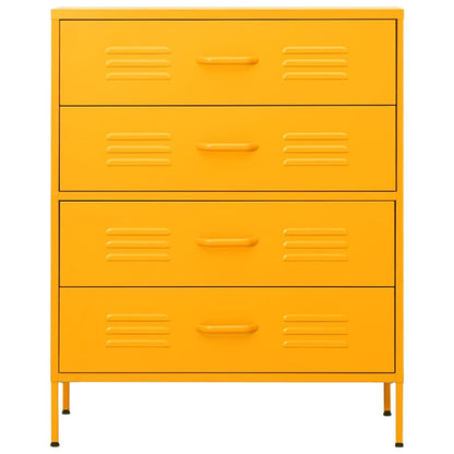 Cassettiera Giallo Senape 80x35x101,5 cm in Acciaio - homemem39