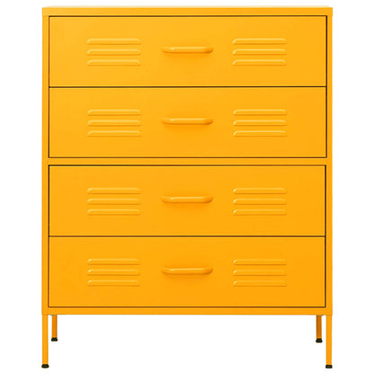 Cassettiera Giallo Senape 80x35x101,5 cm in Acciaio
