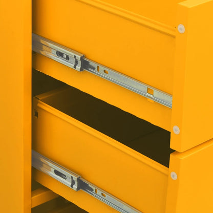 Cassettiera Giallo Senape 80x35x101,5 cm in Acciaio - homemem39