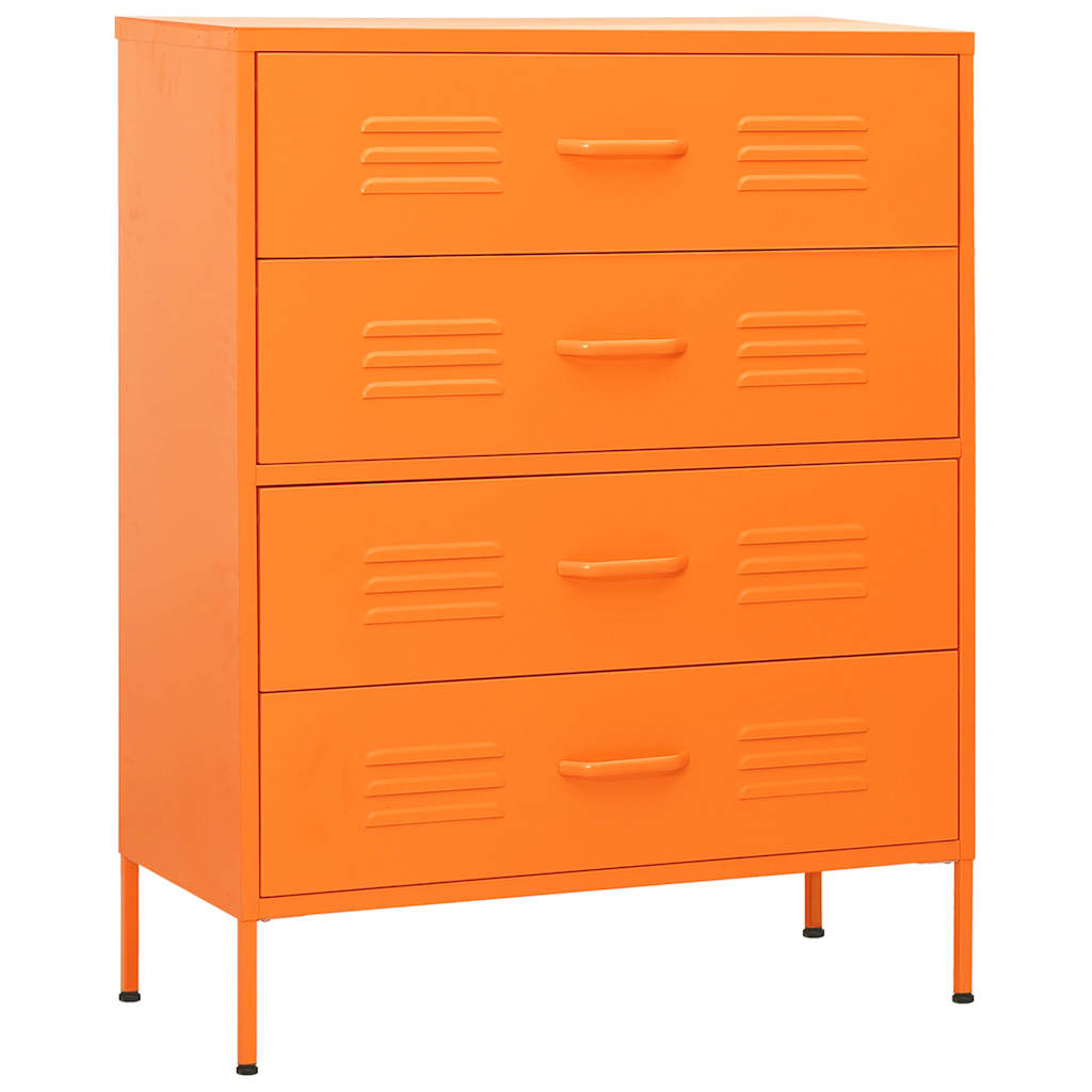 Cassettiera Arancione 80x35x101,5 cm in Acciaio
