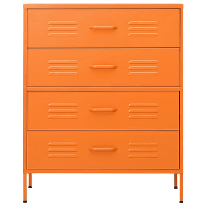 Cassettiera Arancione 80x35x101,5 cm in Acciaio - homemem39