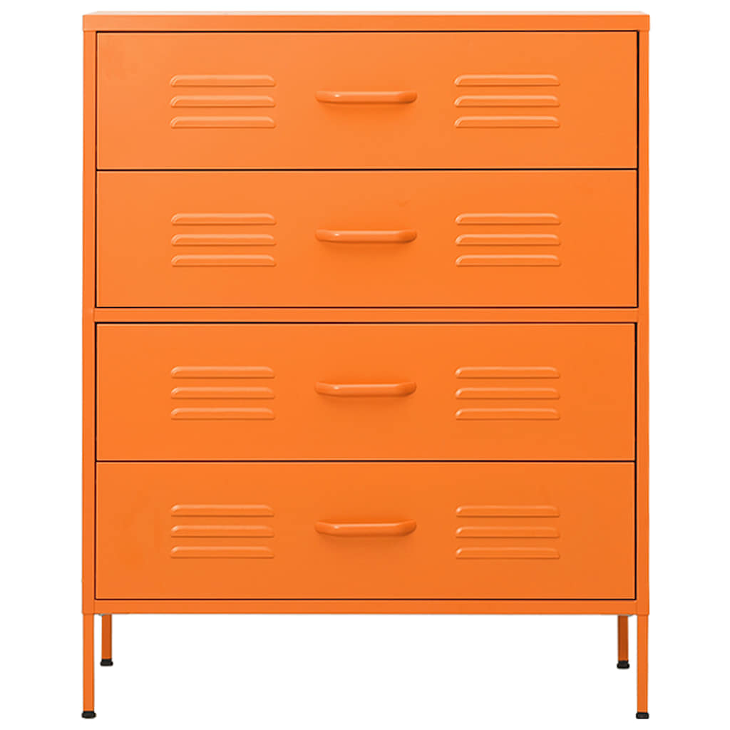 Cassettiera Arancione 80x35x101,5 cm in Acciaio