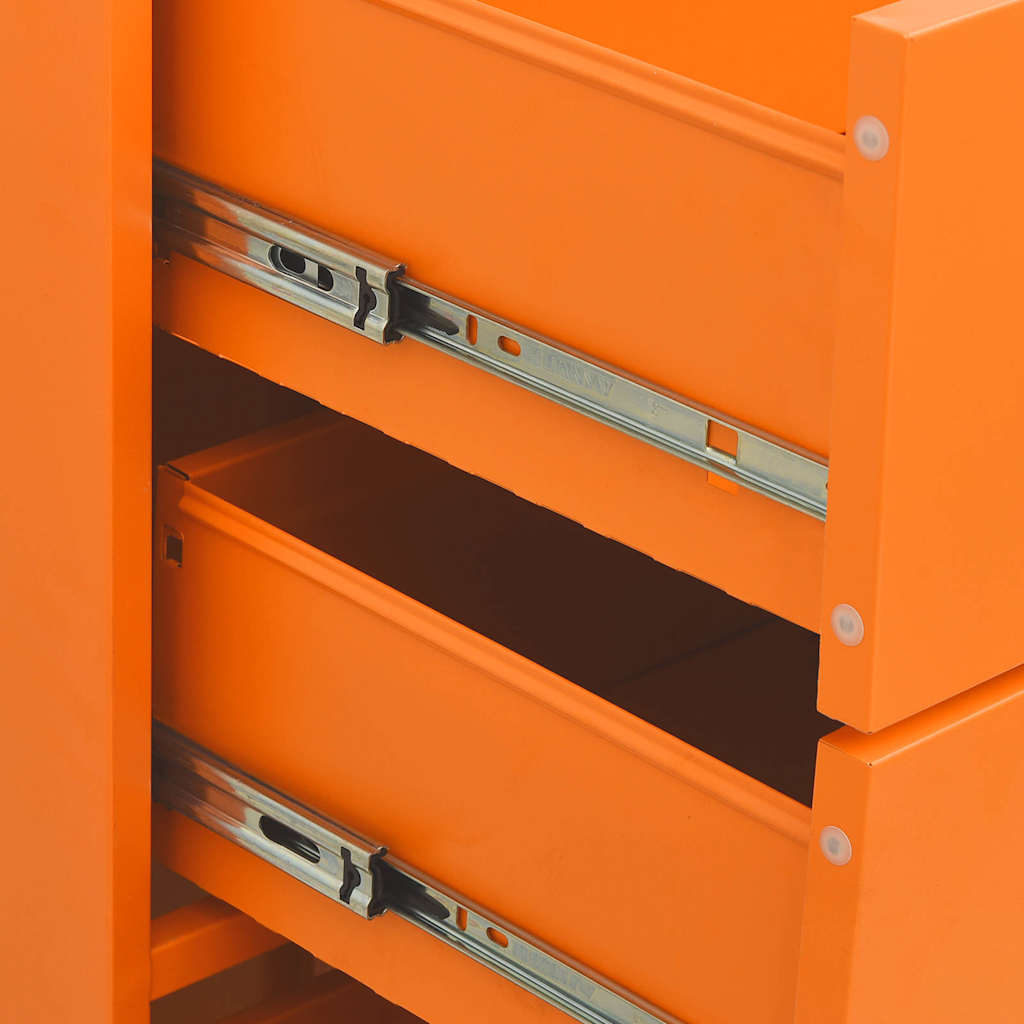 Cassettiera Arancione 80x35x101,5 cm in Acciaio