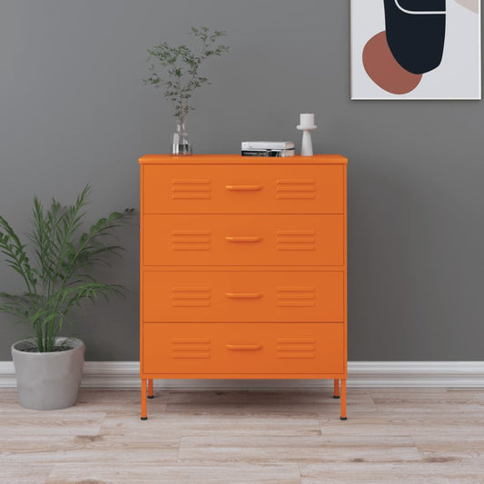 Cassettiera Arancione 80x35x101,5 cm in Acciaio - homemem39