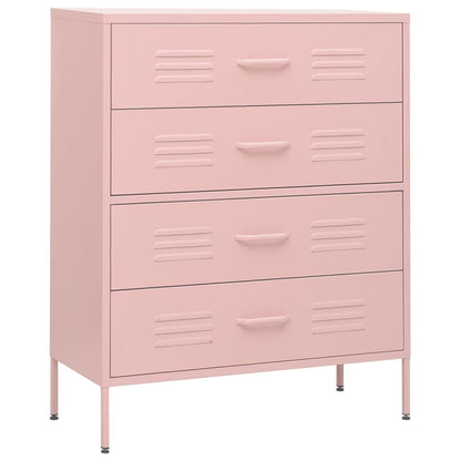 Cassettiera Rosa 80x35x101,5 cm in Acciaio - homemem39