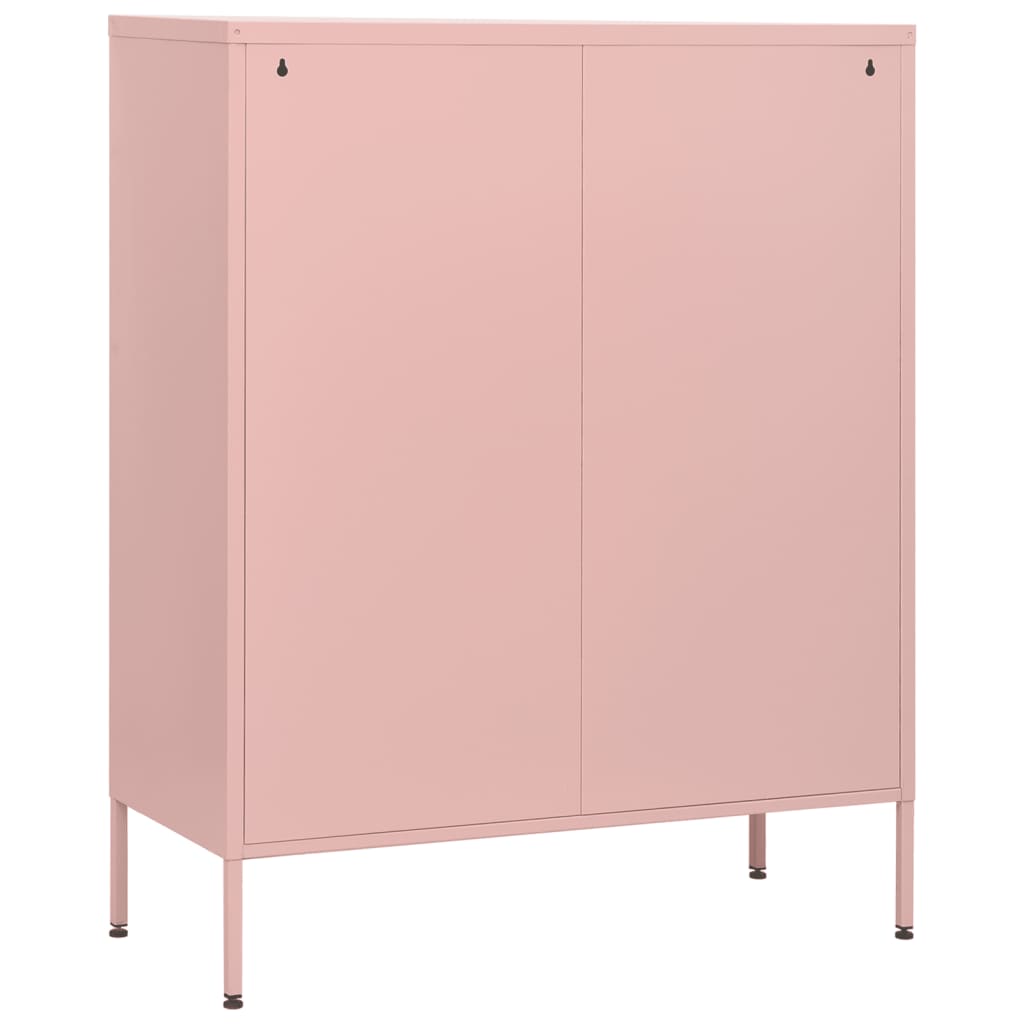 Cassettiera Rosa 80x35x101,5 cm in Acciaio - homemem39
