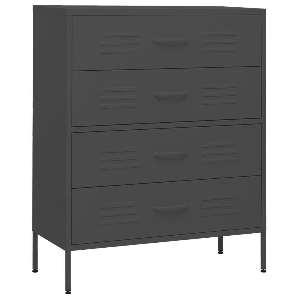 Cassettiera Antracite 80x35x101,5 cm in Acciaio - homemem39