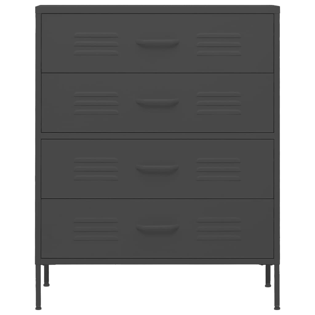 Cassettiera Antracite 80x35x101,5 cm in Acciaio - homemem39
