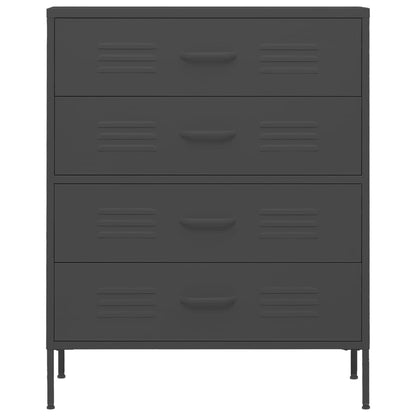 Cassettiera Antracite 80x35x101,5 cm in Acciaio - homemem39