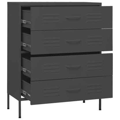 Cassettiera Antracite 80x35x101,5 cm in Acciaio - homemem39
