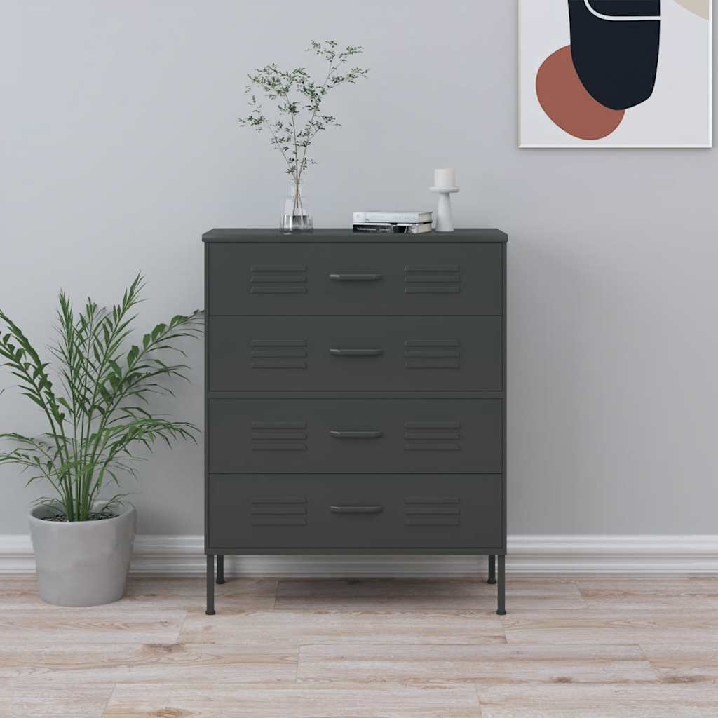 Cassettiera Antracite 80x35x101,5 cm in Acciaio | homemem39