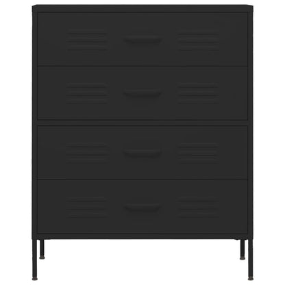 Cassettiera Nera 80x35x101,5 cm in Acciaio - homemem39