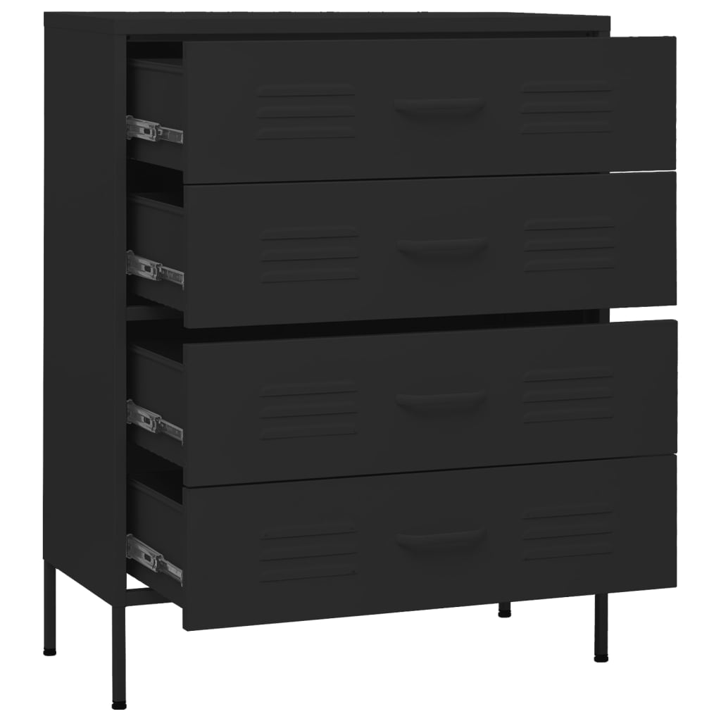 Cassettiera Nera 80x35x101,5 cm in Acciaio - homemem39