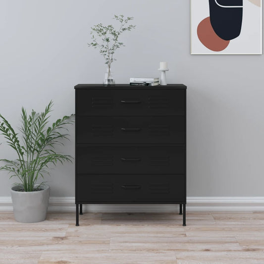 Cassettiera Nera 80x35x101,5 cm in Acciaio - homemem39