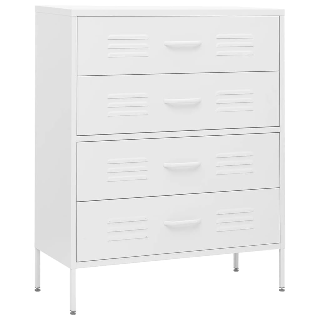 Cassettiera Bianca 80x35x101,5 cm in Acciaio | homemem39