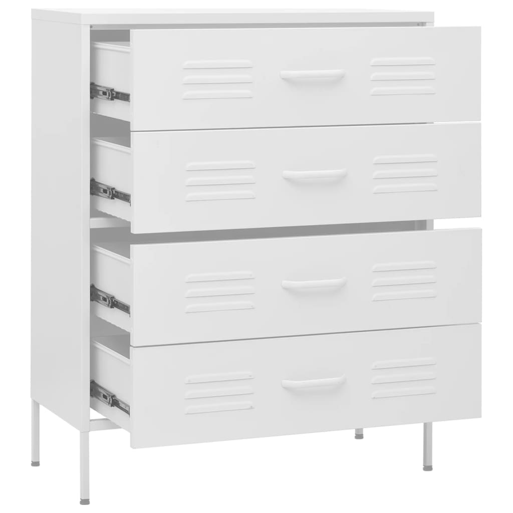 Cassettiera Bianca 80x35x101,5 cm in Acciaio | homemem39