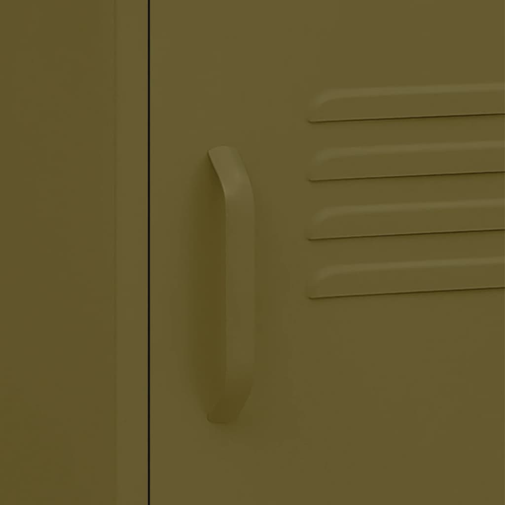 Comodino Verde Oliva 35x35x51 cm in Acciaio - homemem39