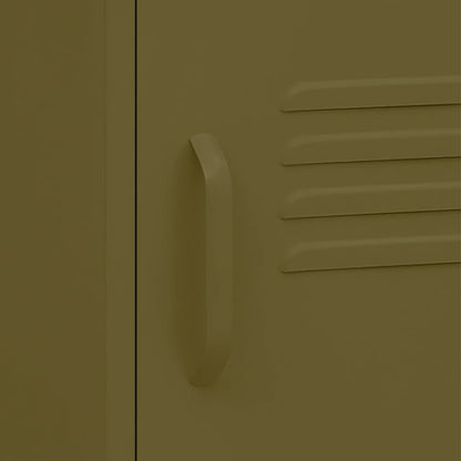 Comodino Verde Oliva 35x35x51 cm in Acciaio - homemem39