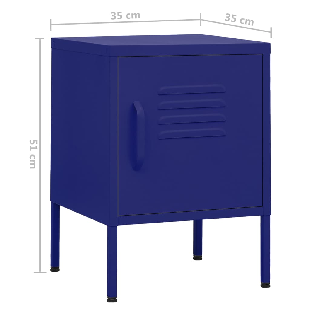 Comodino Blu Marino 35x35x51 cm in Acciaio | homemem39