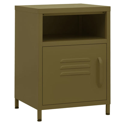 Comodino Verde Oliva 35x35x51 cm in Acciaio | homemem39