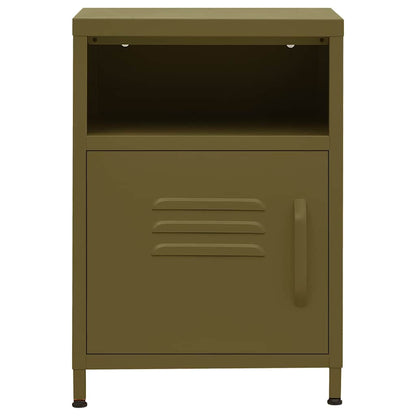 Comodino Verde Oliva 35x35x51 cm in Acciaio