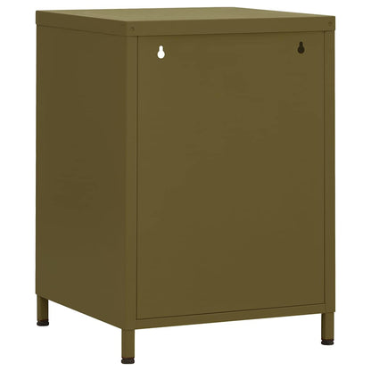Comodino Verde Oliva 35x35x51 cm in Acciaio
