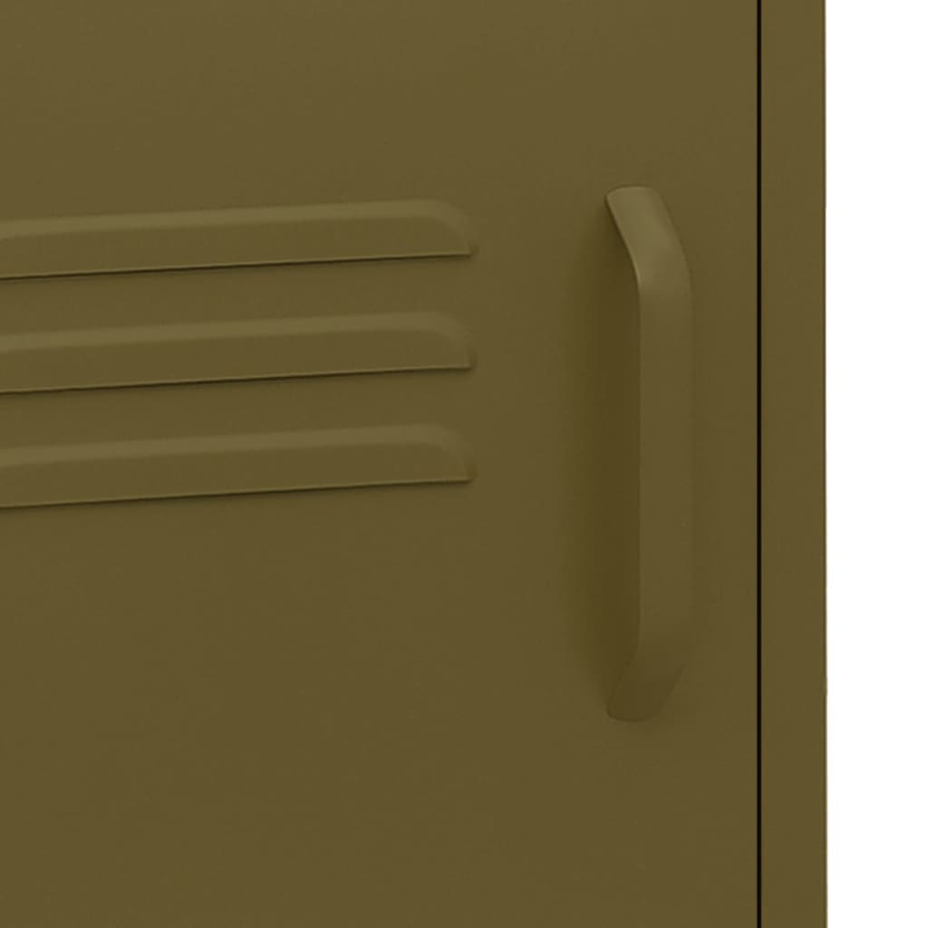 Comodino Verde Oliva 35x35x51 cm in Acciaio - homemem39