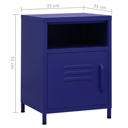 Comodino Blu Marino 35x35x51 cm in Acciaio | homemem39