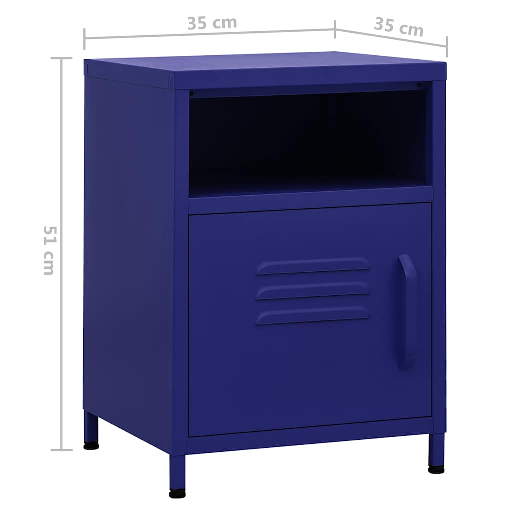 Comodino Blu Marino 35x35x51 cm in Acciaio
