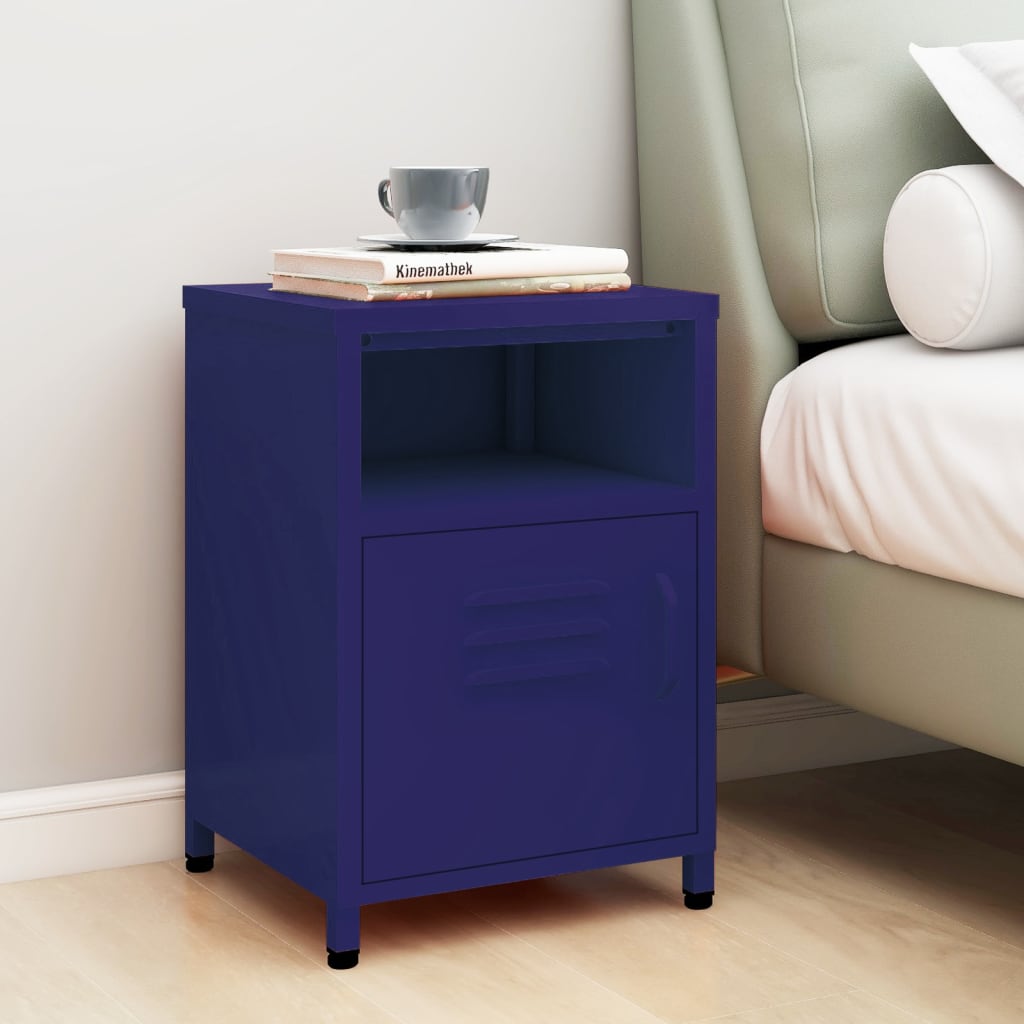 Comodino Blu Marino 35x35x51 cm in Acciaio | homemem39