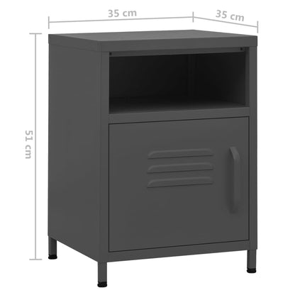 Comodino Antracite 35x35x51 cm in Acciaio | homemem39
