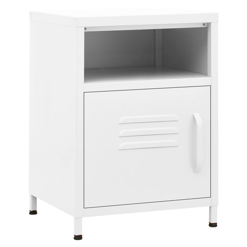 Comodino Bianco 35x35x51 cm in Acciaio