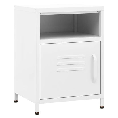 Comodino Bianco 35x35x51 cm in Acciaio