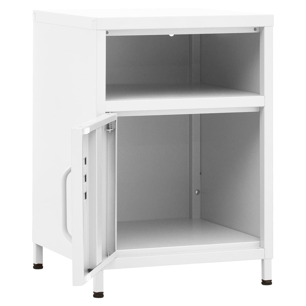 Comodino Bianco 35x35x51 cm in Acciaio | homemem39