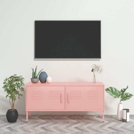 Mobile TV Rosa 105x35x50 cm in Acciaio - homemem39