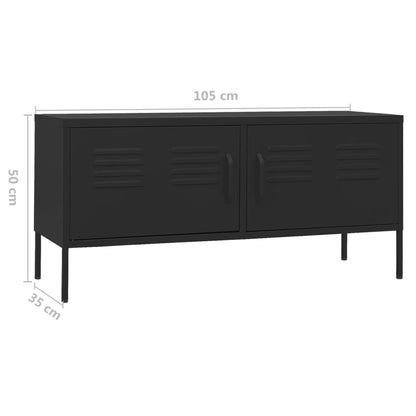 Mobile TV Nero 105x35x50 cm in Acciaio - homemem39