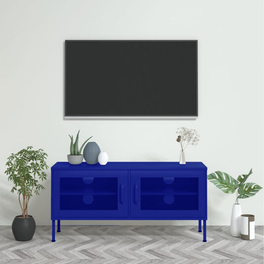 Mobile TV Blu Marino 105x35x50 cm in Acciaio - homemem39