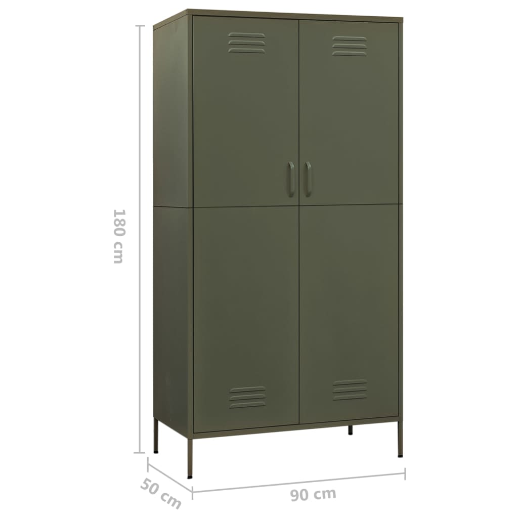Armadio Verde Oliva 90x50x180 cm in Acciaio - homemem39
