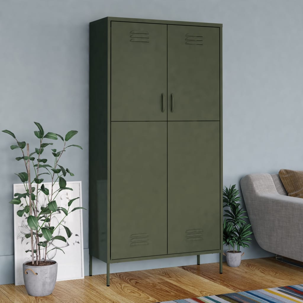Armadio Verde Oliva 90x50x180 cm in Acciaio - homemem39