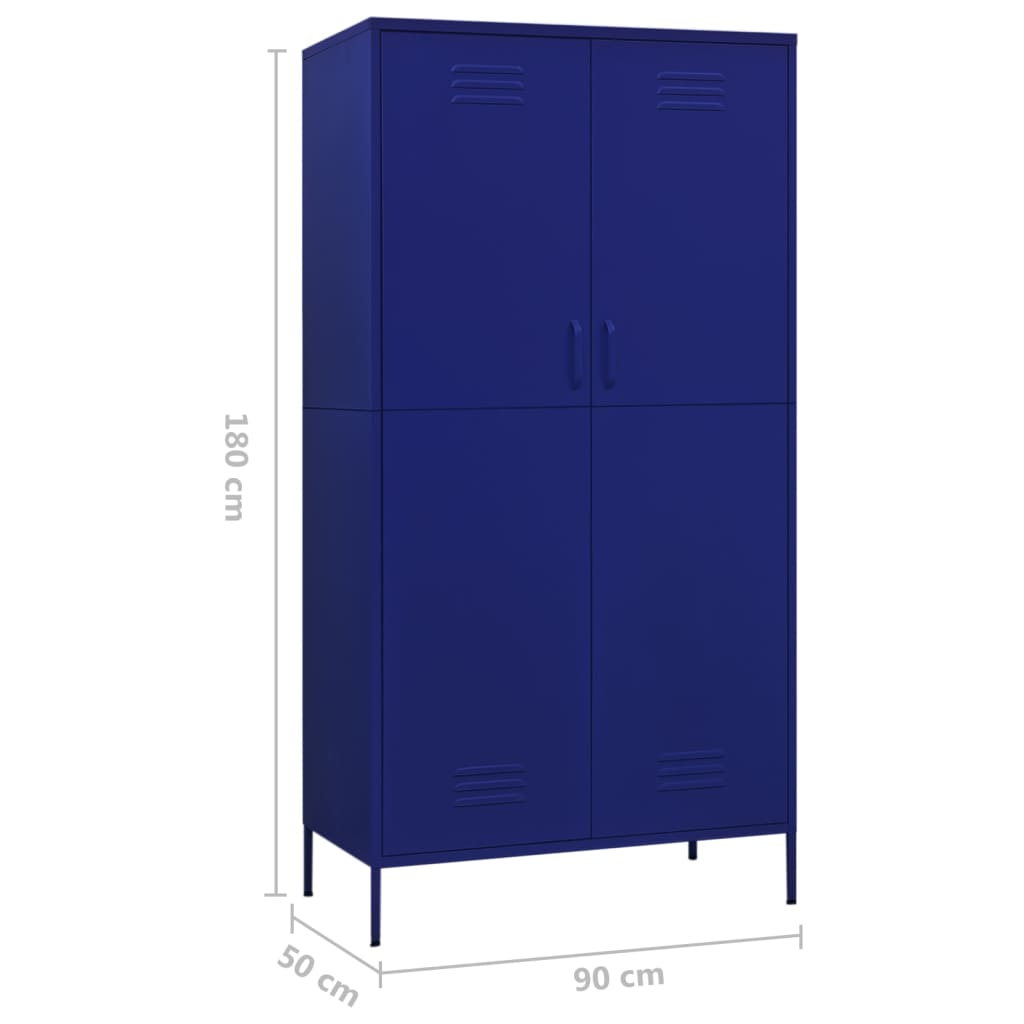 Armadio Blu Marino 90x50x180 cm in Acciaio - homemem39