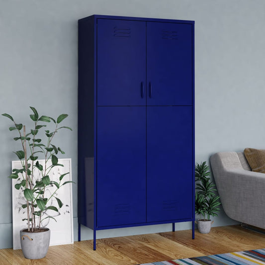 Armadio Blu Marino 90x50x180 cm in Acciaio - homemem39