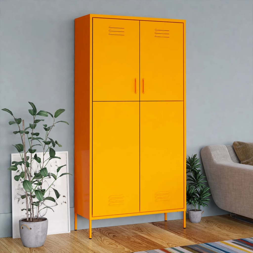 Armadio Giallo Senape 90x50x180 cm in Acciaio - homemem39