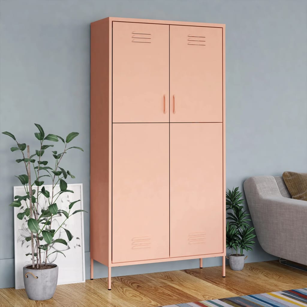 Armadio Rosa 90x50x180 cm in Acciaio - homemem39