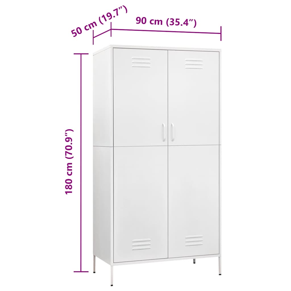 Armadio Bianco 90x50x180 cm in Acciaio | homemem39